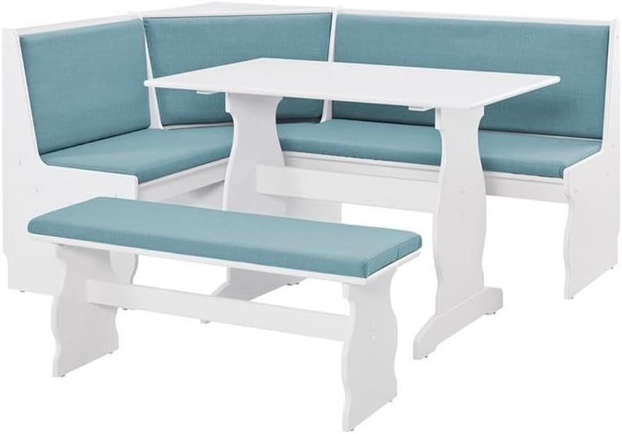 Capri Blue 3 Piece Corner Breakfast Nook Dining Set