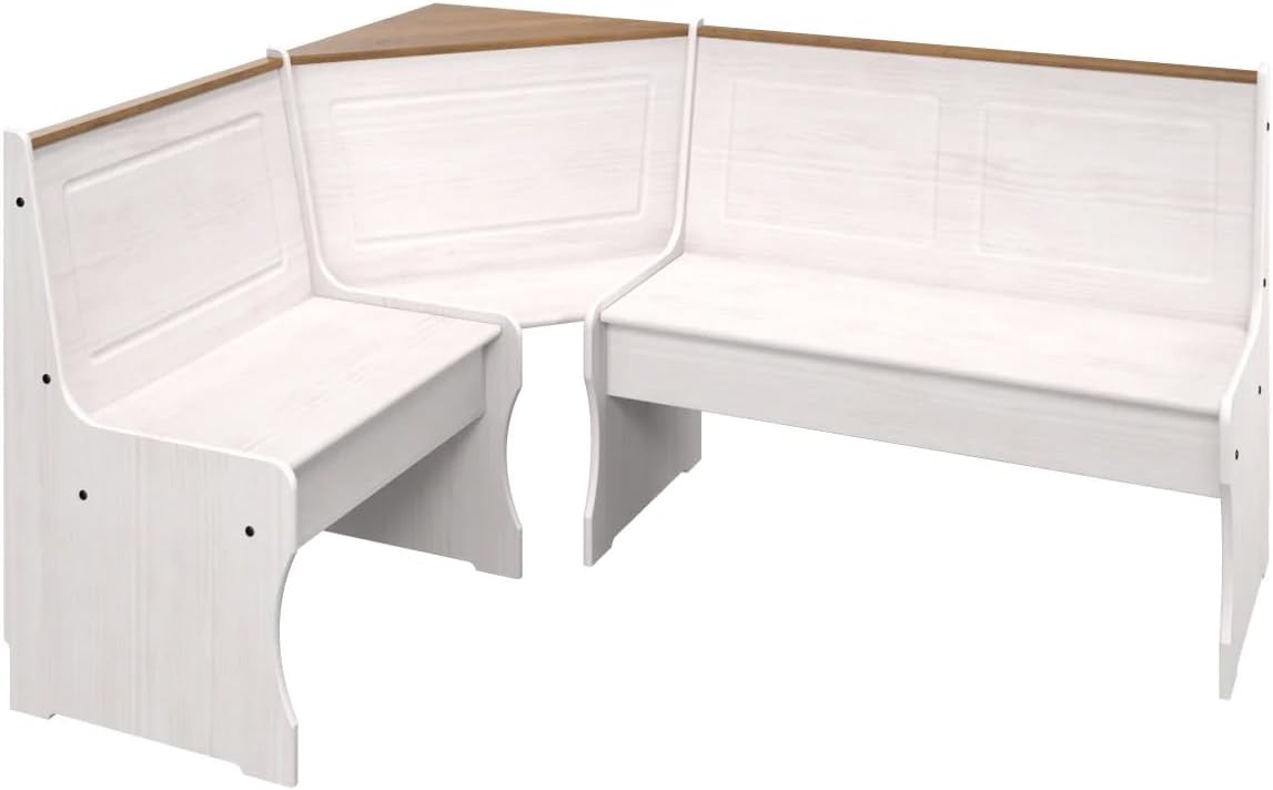 White Solid Pine Corner Dining Booth