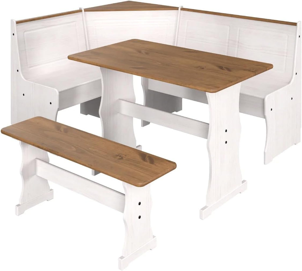 White Solid Pine Corner Dining Booth