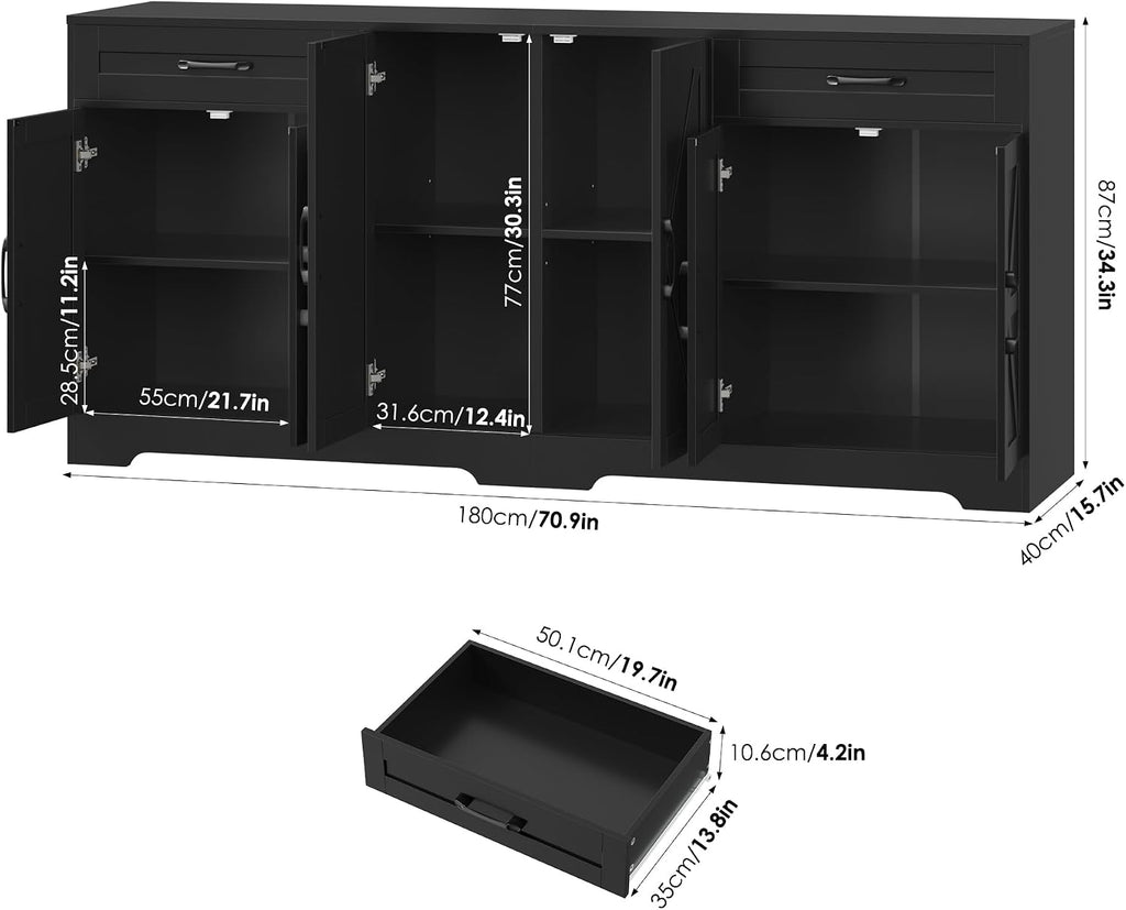 Black Farmhouse Barn Door Sideboard