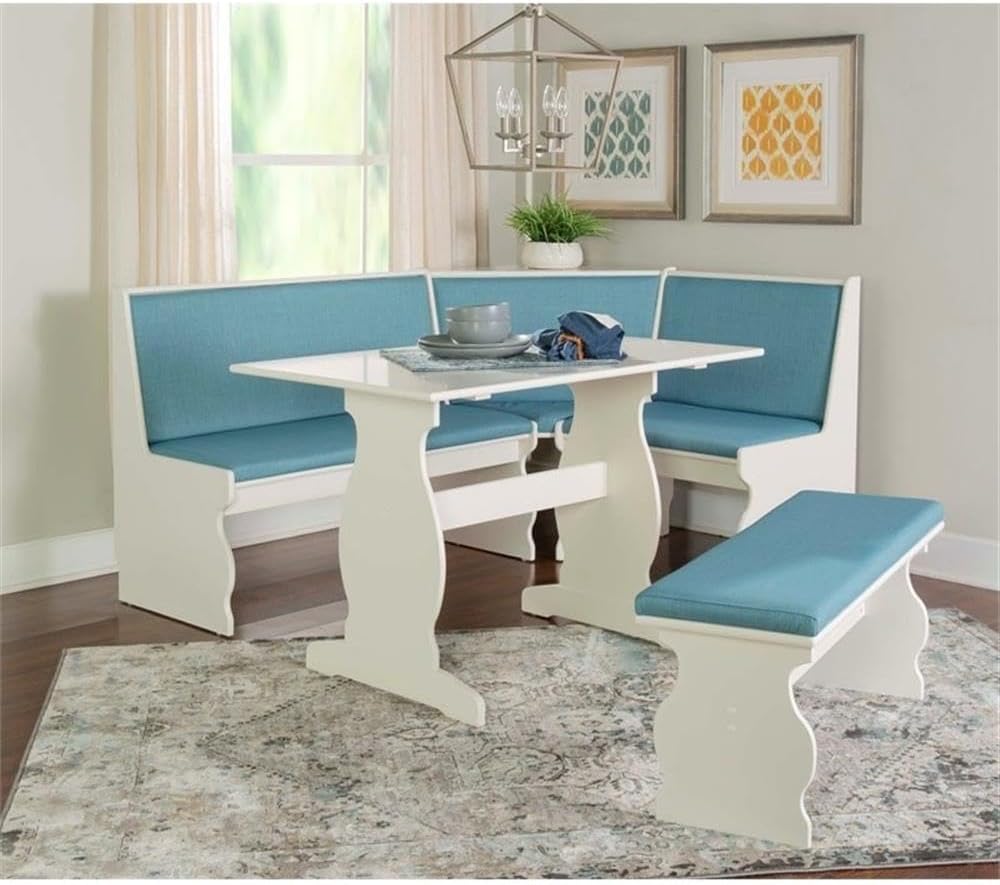 Capri Blue 3 Piece Corner Breakfast Nook Dining Set