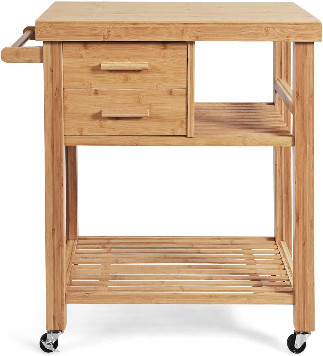 Bamboo Rolling Kitchen Island Cart