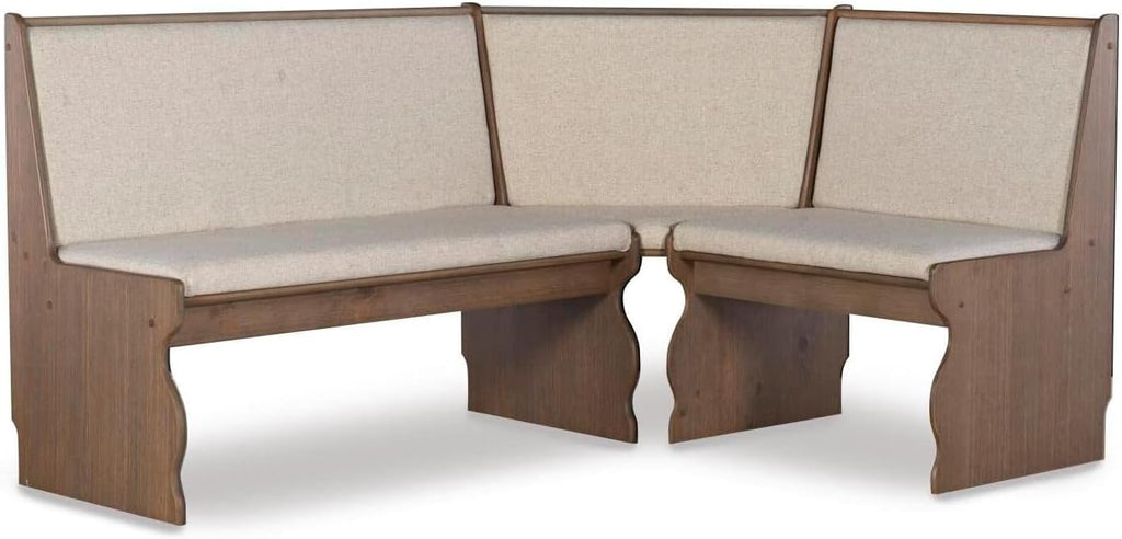 Natural Antique Wood Corner Breakfast Nook Bench