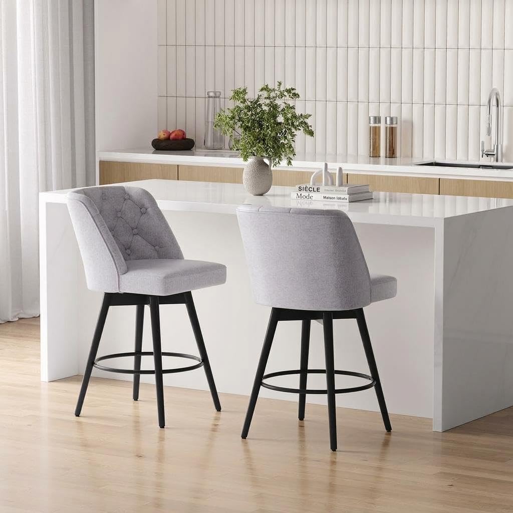 Performance Fabric Swivel Bar Stools Set of 2