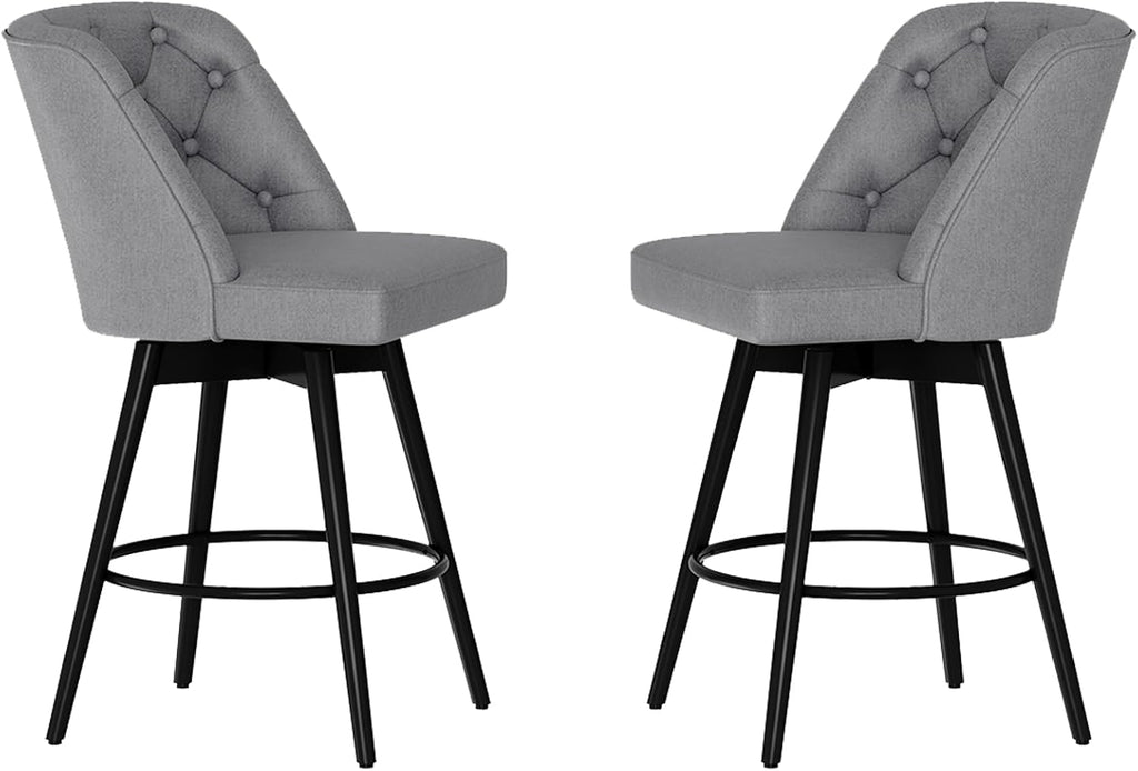 2 Pack Modern Swivel Fabric Bar Stools