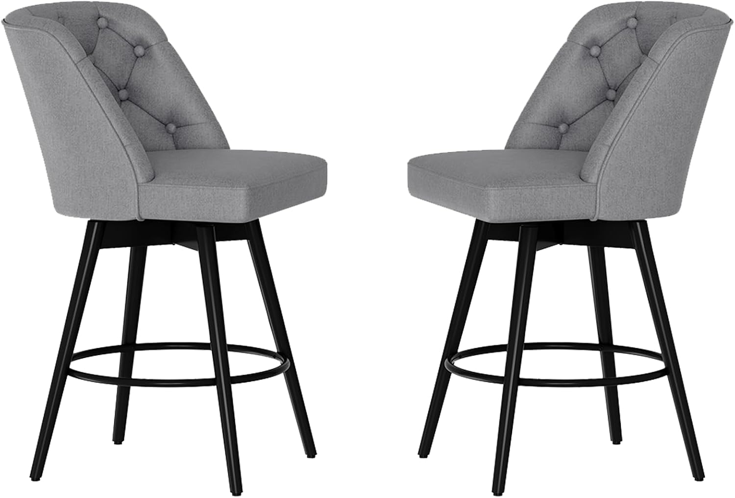 2 Pack Modern Swivel Fabric Bar Stools