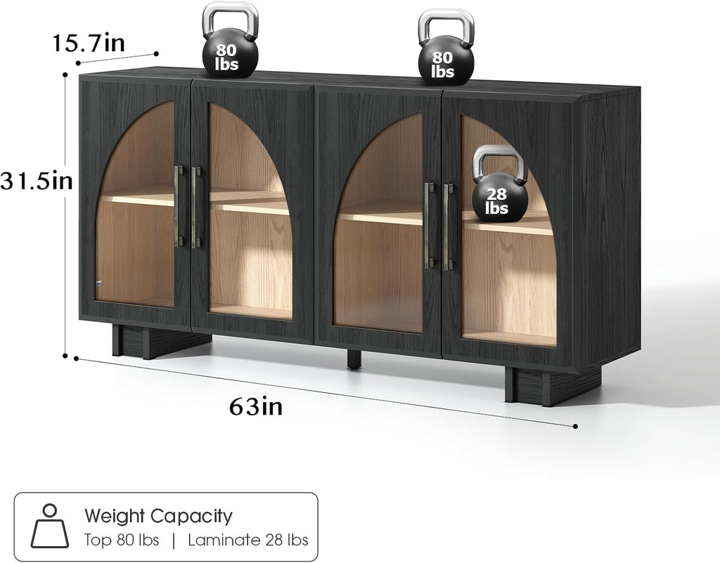 Black Arched Glass Door Sideboard