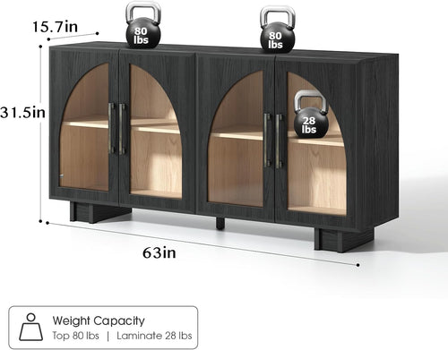 Black Arched Glass Door Sideboard