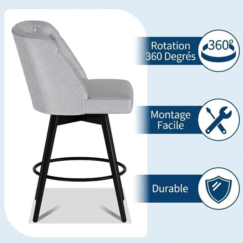 Performance Fabric Swivel Bar Stools Set of 2