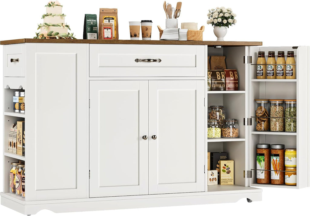 White Rolling Storage Kitchen Island