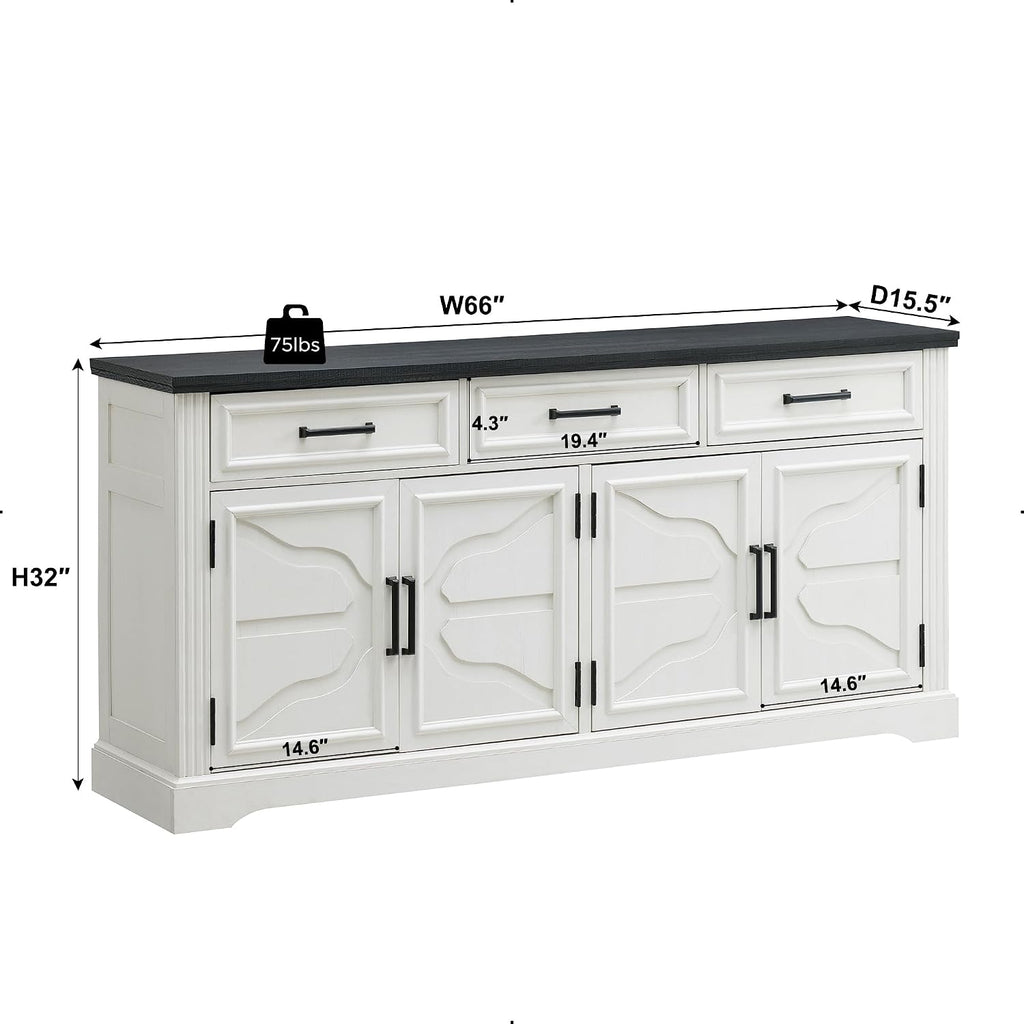 Off White Farmhouse Cloud Door Sideboard