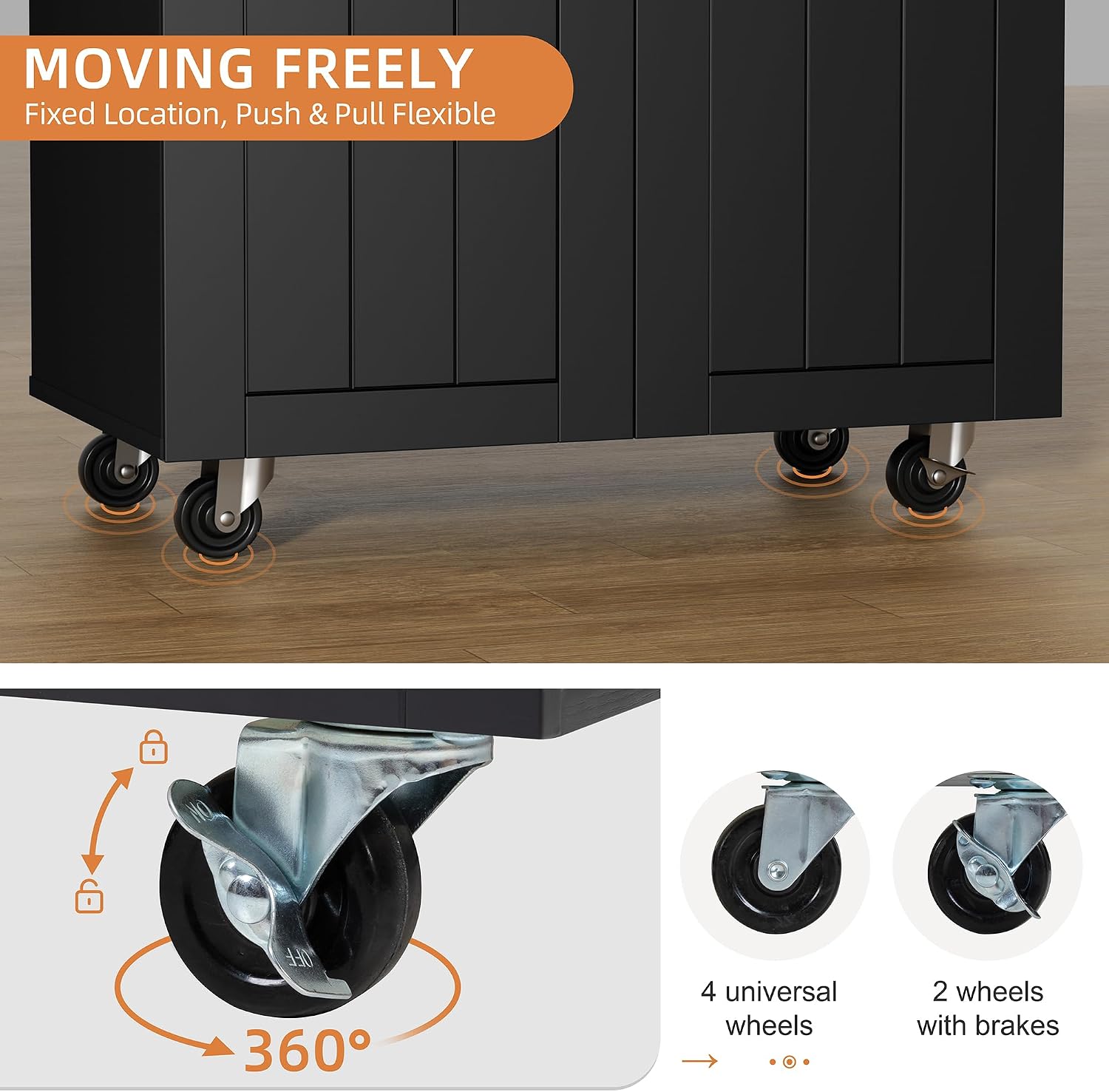 Black Rolling Storage Kitchen Cart