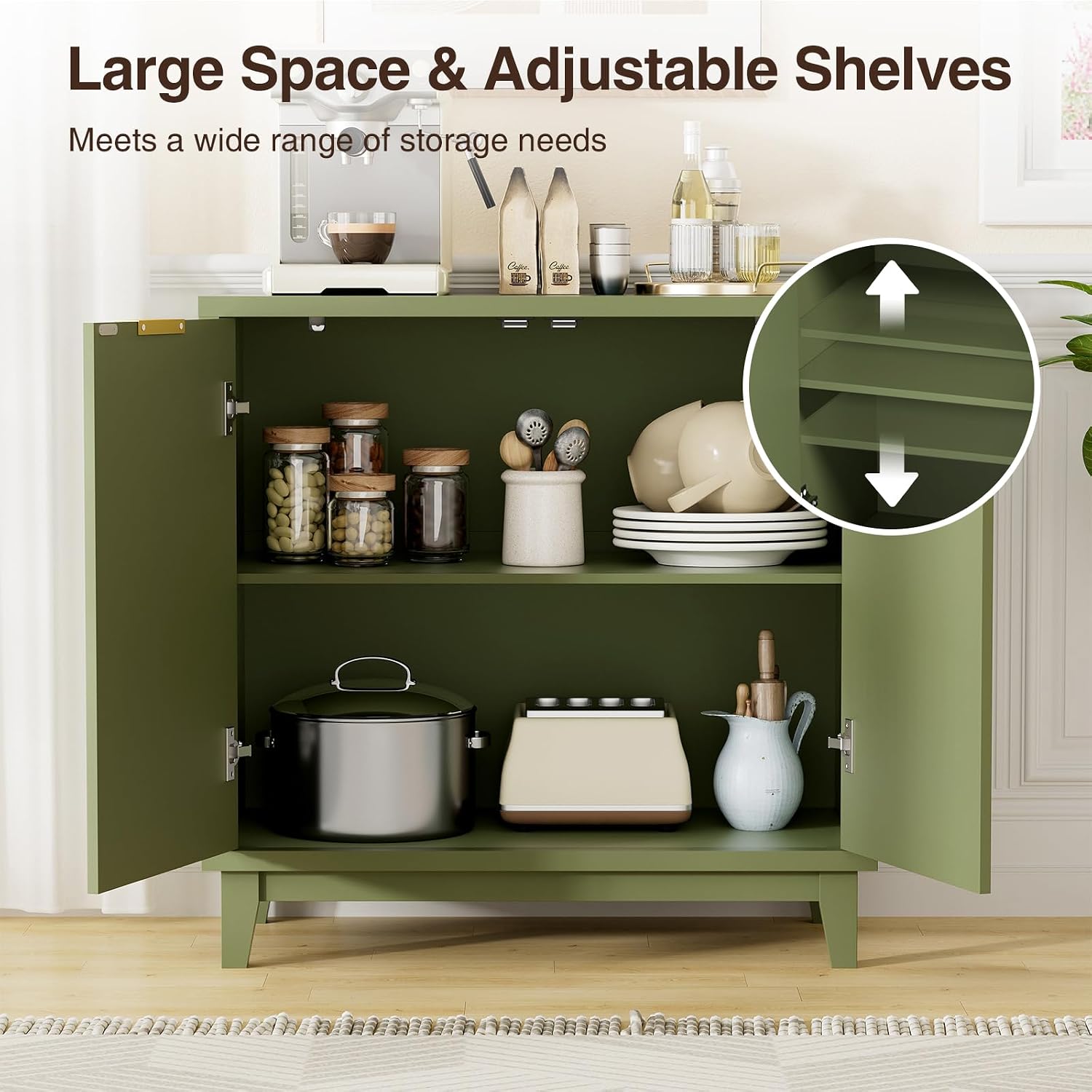 Green Fluted Mid-Century Sideboard