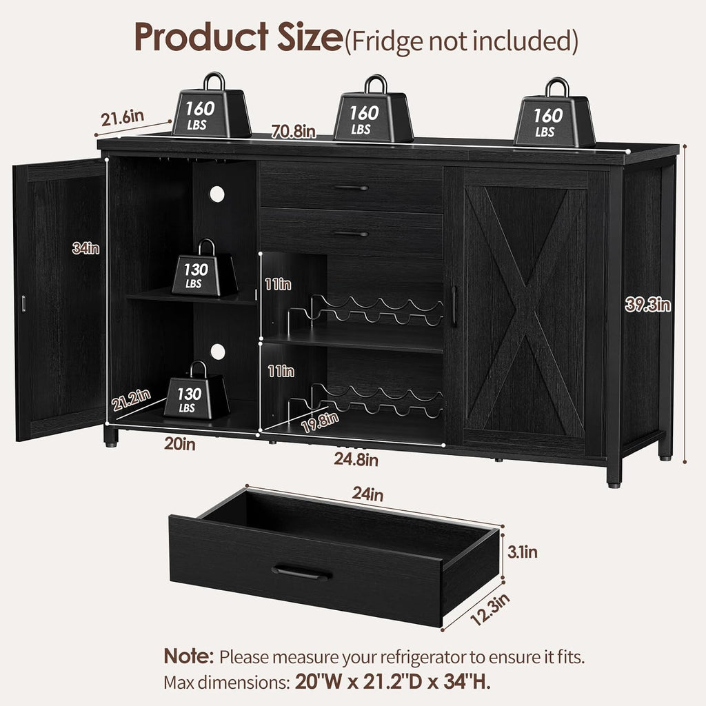 Black Farmhouse Coffee Bar Sideboard