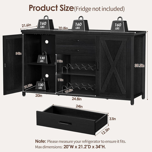 Black Farmhouse Coffee Bar Sideboard