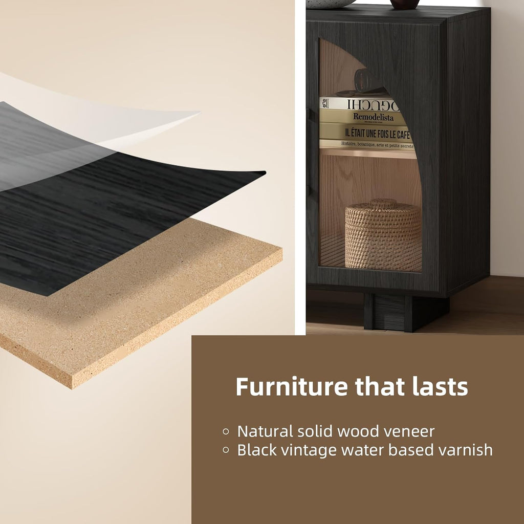 Black Arched Glass Door Sideboard