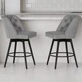 2 Pack Modern Swivel Fabric Bar Stools