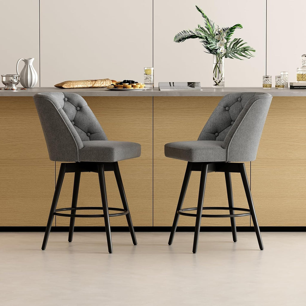 2 Pack Modern Swivel Fabric Bar Stools