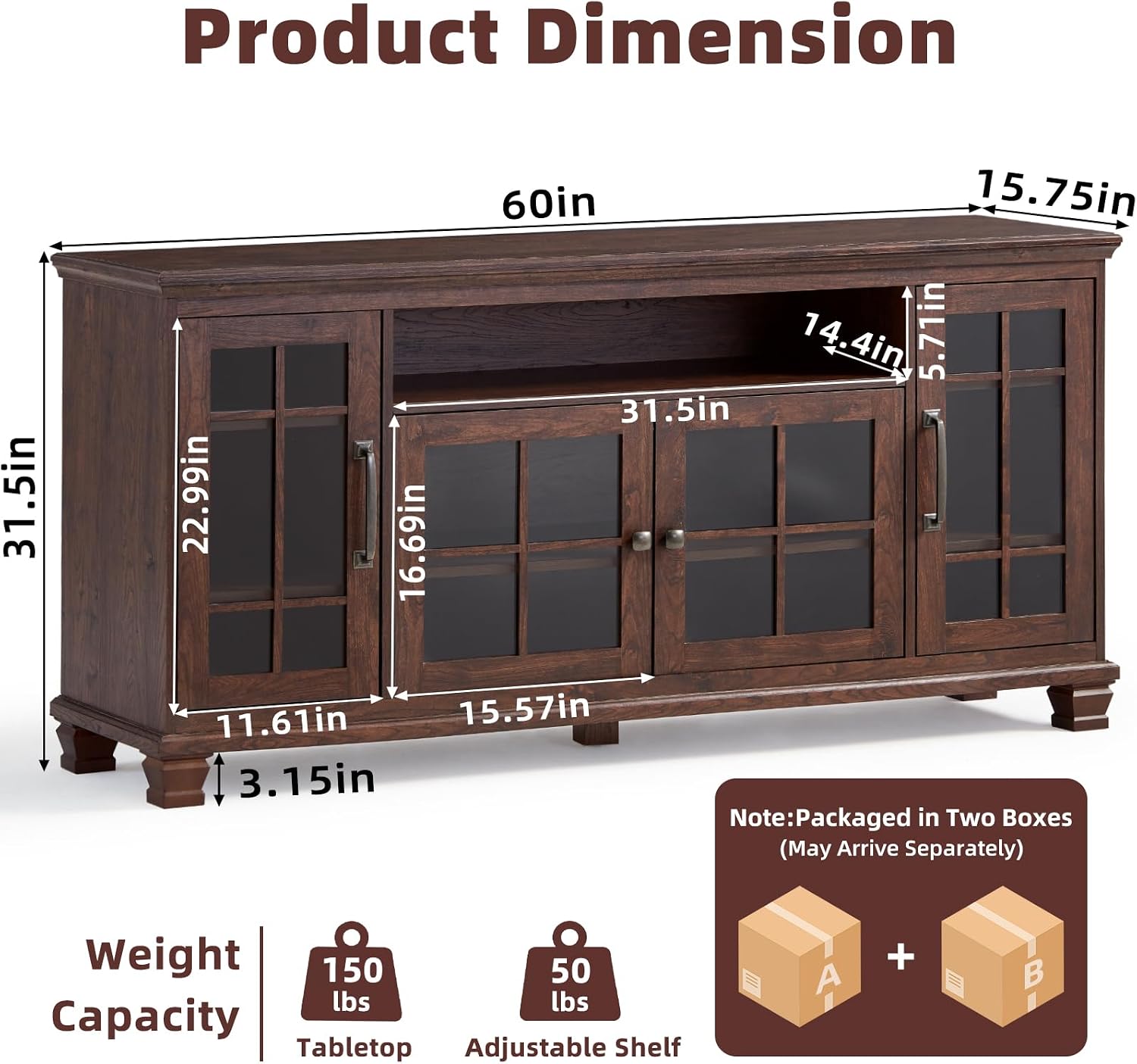 Walnut Farmhouse Glass Door Sideboard