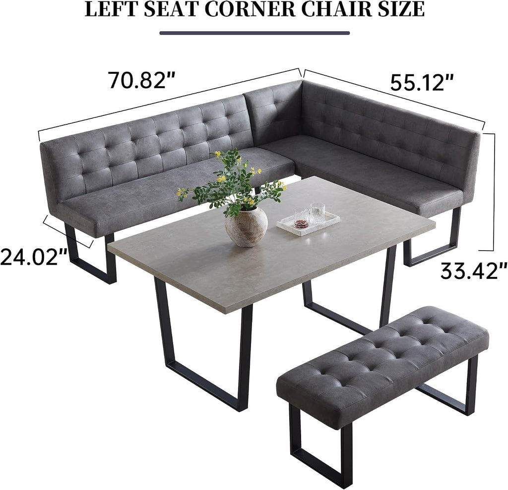 3 Piece Corner Bench Dining Table Set