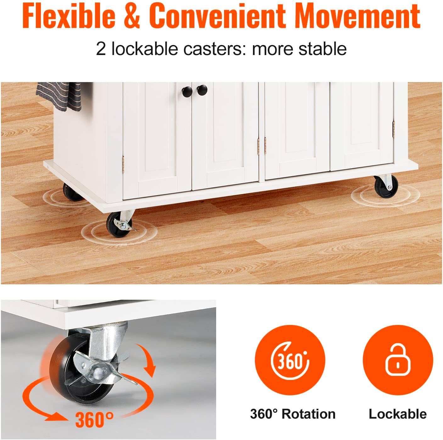 White Wood Top Rolling Kitchen Island