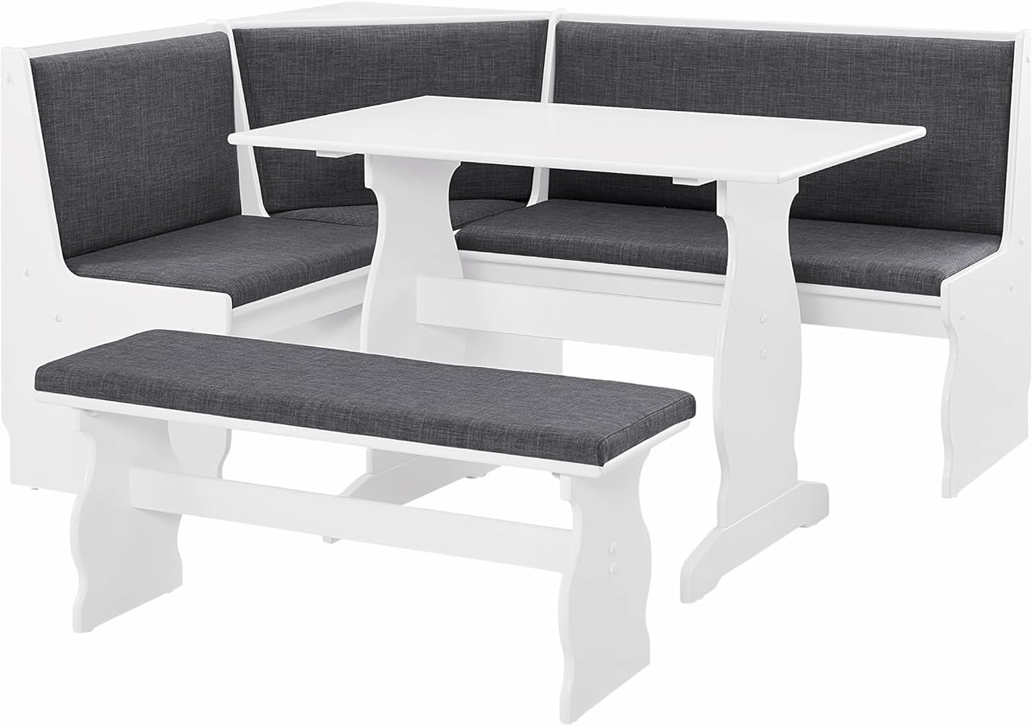 White Frame Charcoal Nook Dining Set