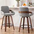 Light Gray Walnut Arm Swivel Bar Stools Set of 2
