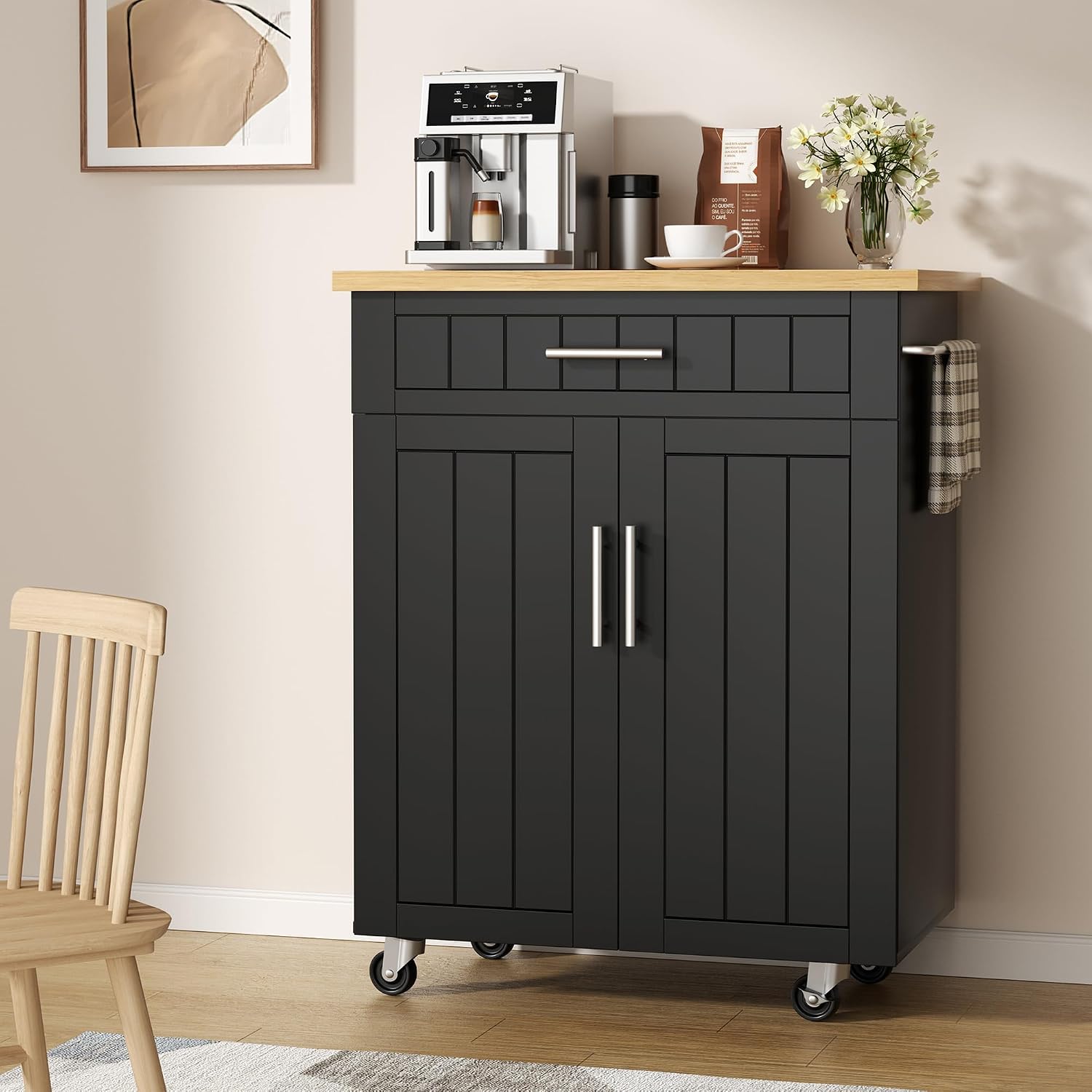 Black Rolling Storage Kitchen Cart