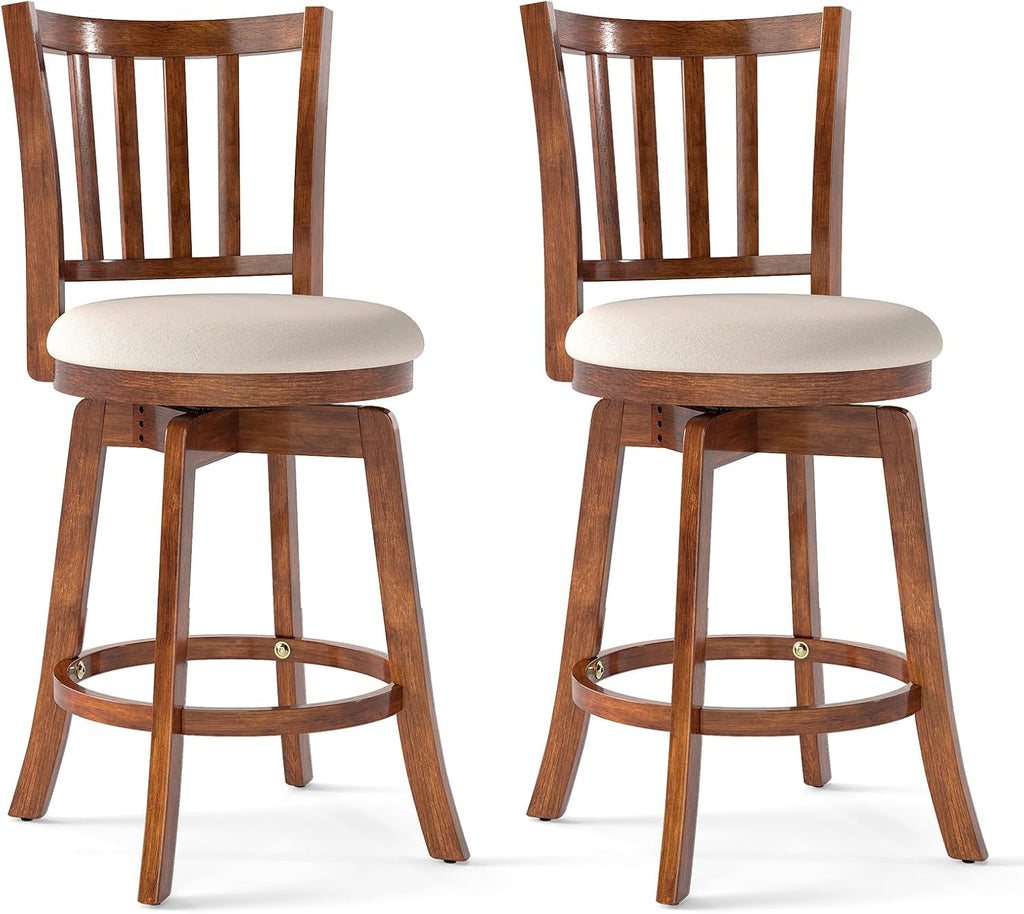 Rubberwood Swivel Counter Bar Stools Set of 2