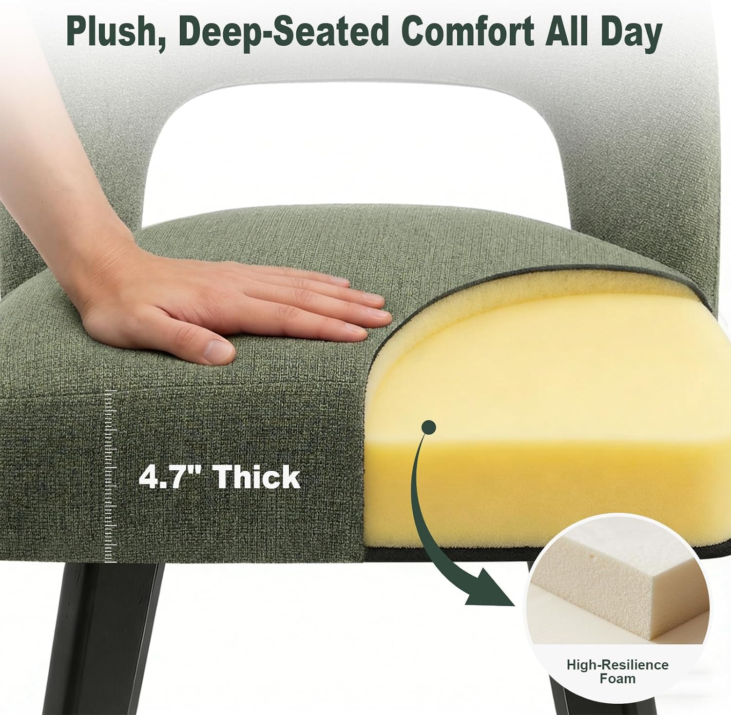 Green Linen Swivel Counter Stools Set of 3
