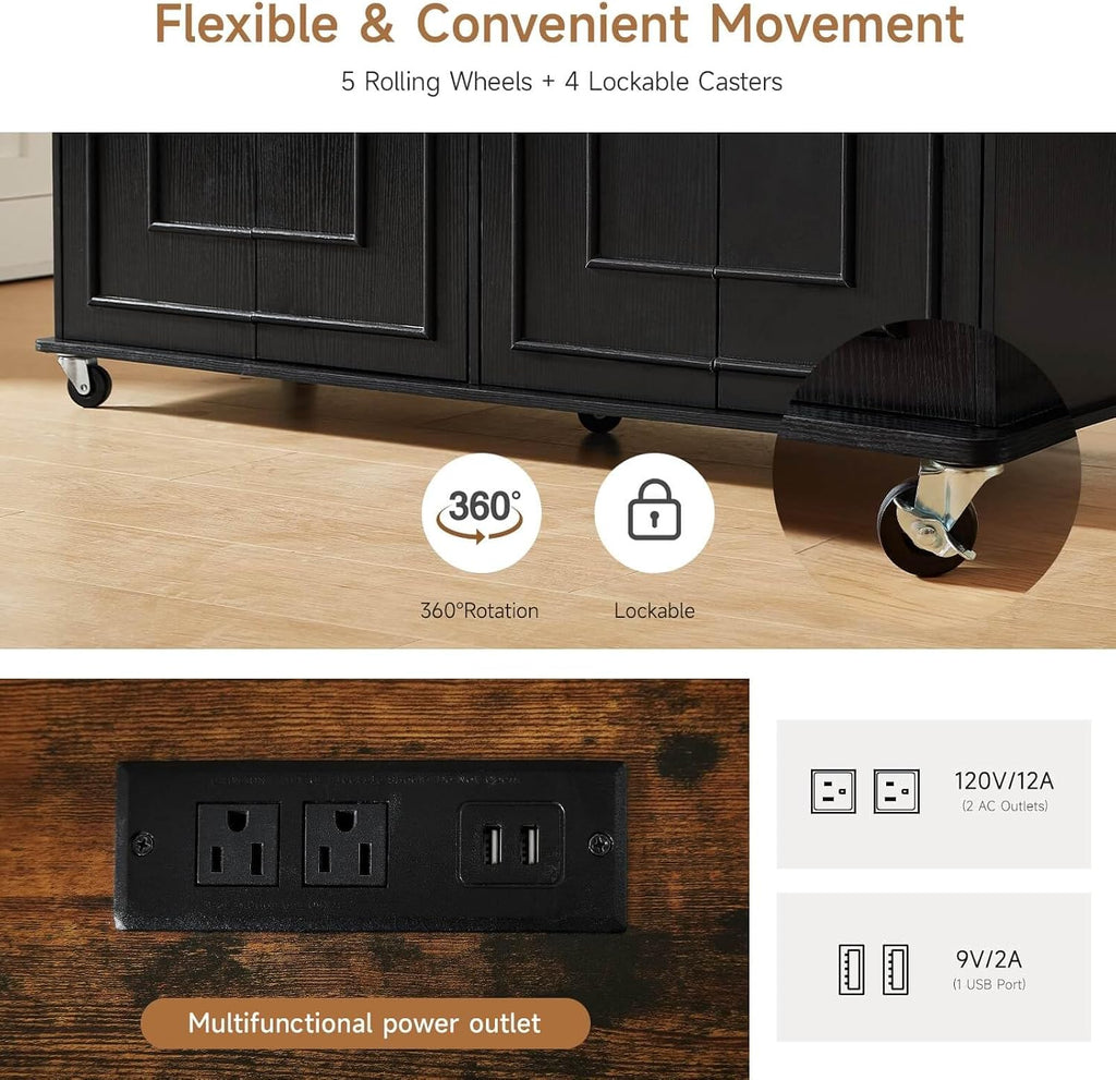 Power Rolling Kitchen Island Cart