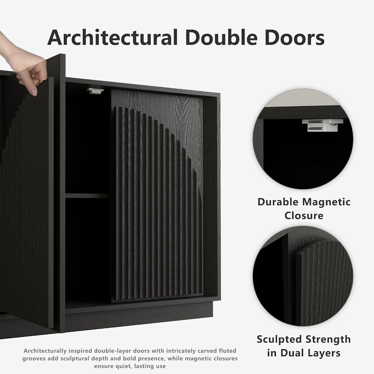 Black Fluted Arch Sideboard Cabinet