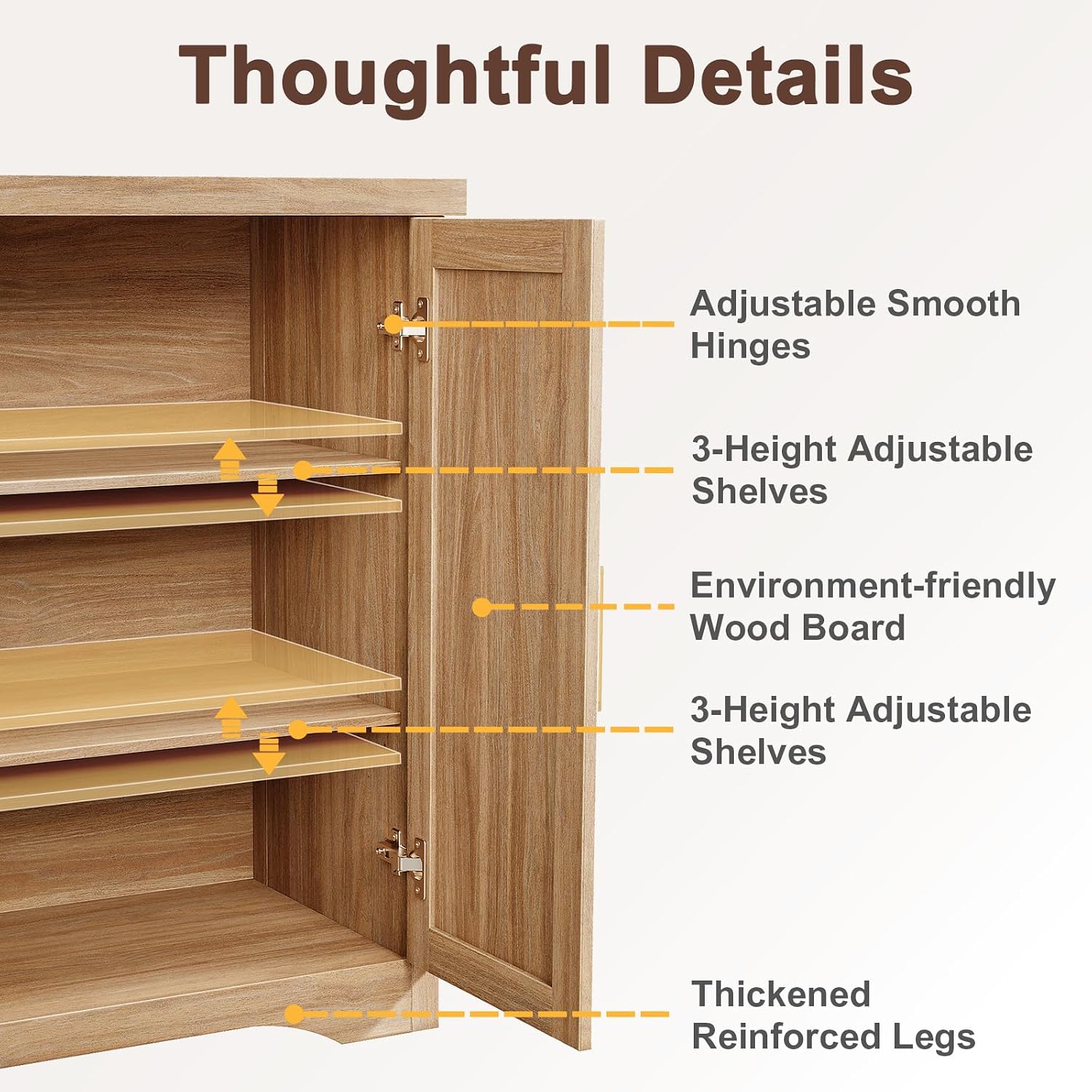 Oak Fluted Storage Sideboard Cabinet