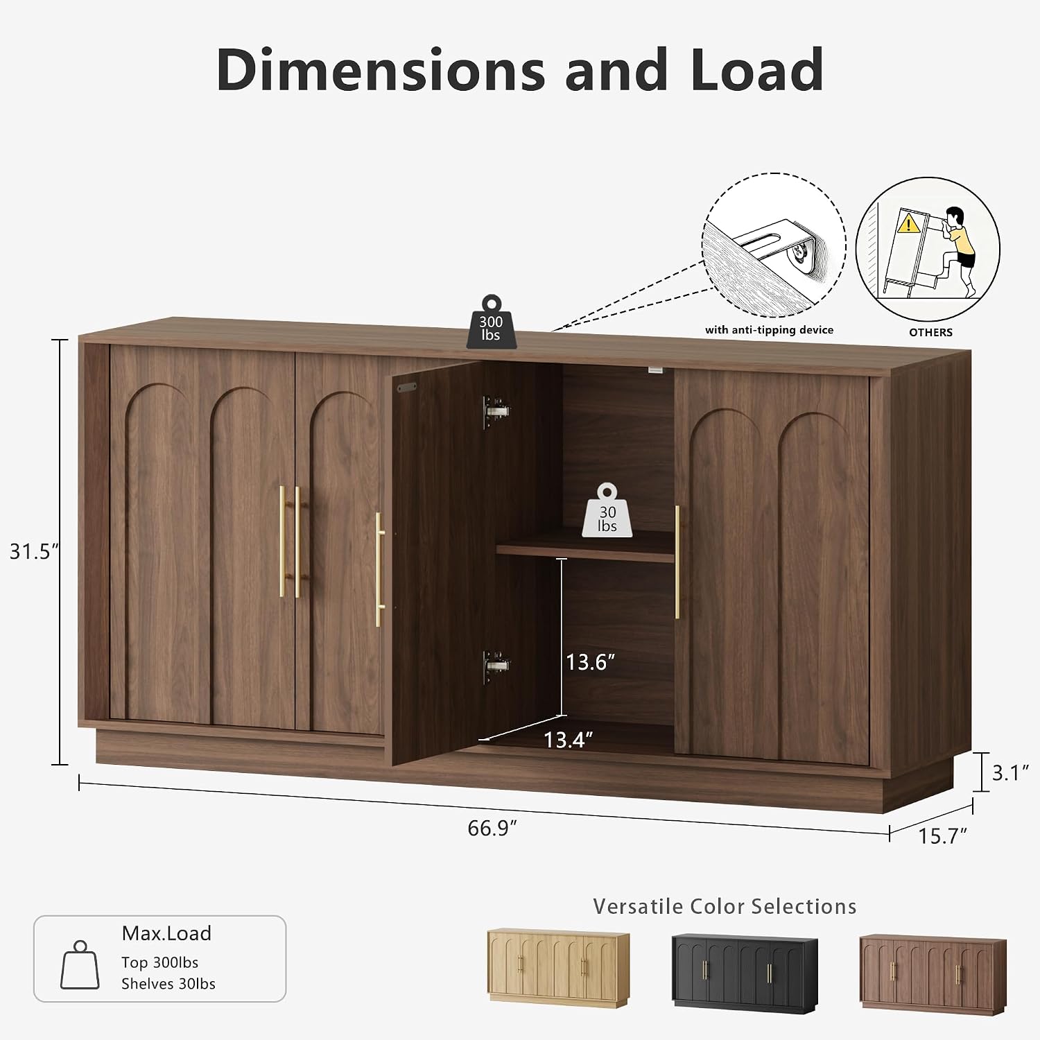 Walnut Arched Mid-Century Sideboard