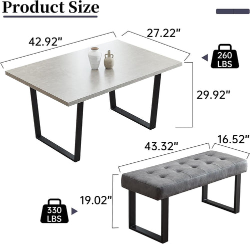 3 Piece Corner Bench Dining Table Set