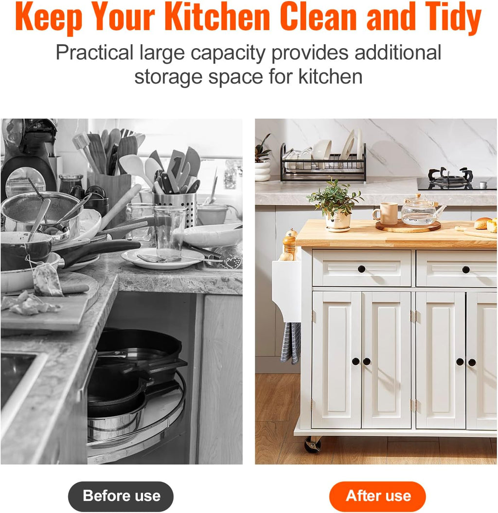 White Wood Top Rolling Kitchen Island