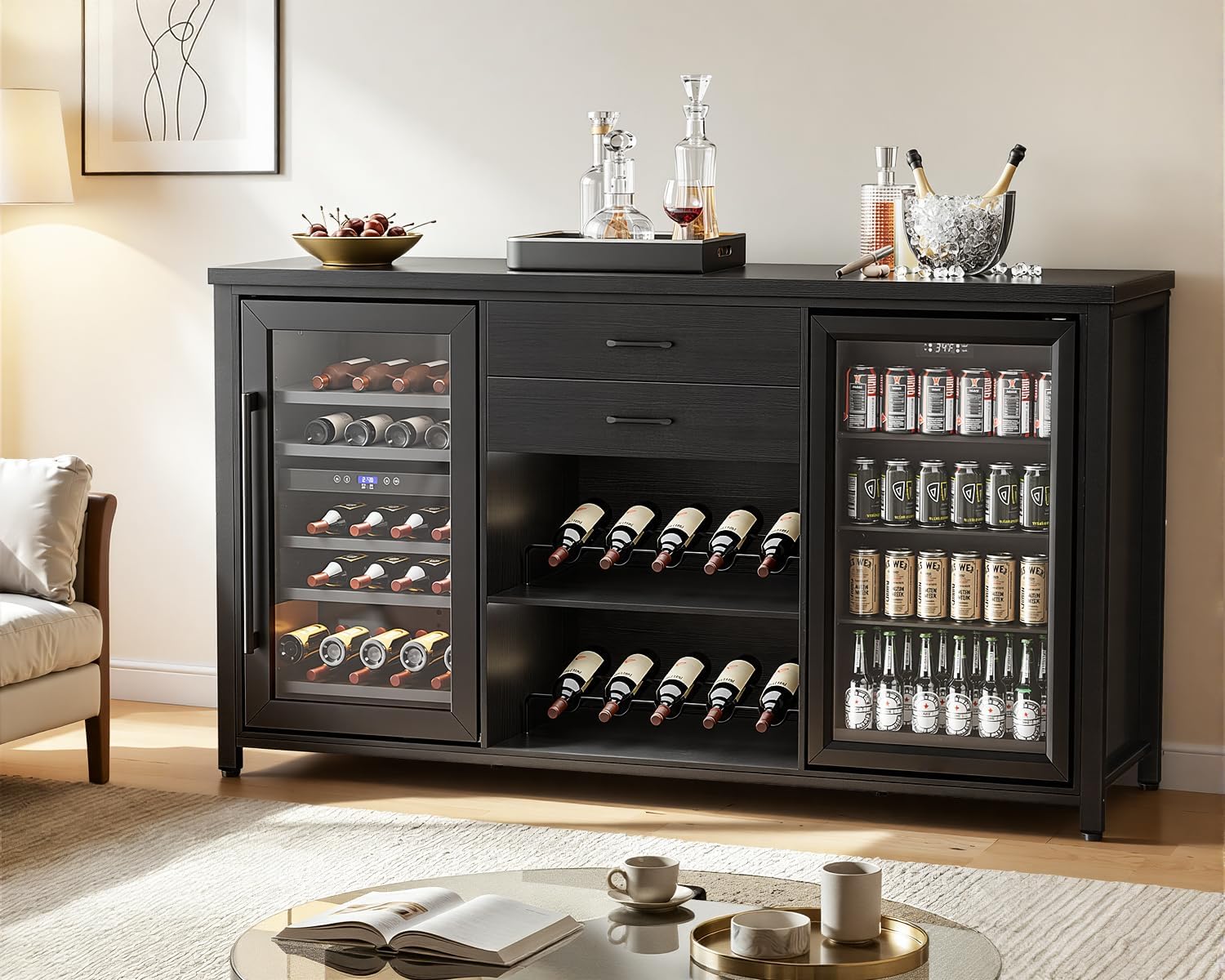 Black Farmhouse Coffee Bar Sideboard