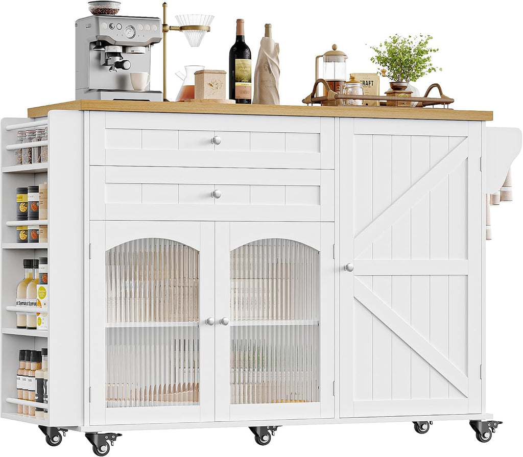 Wood Top Rolling Kitchen Island Cart