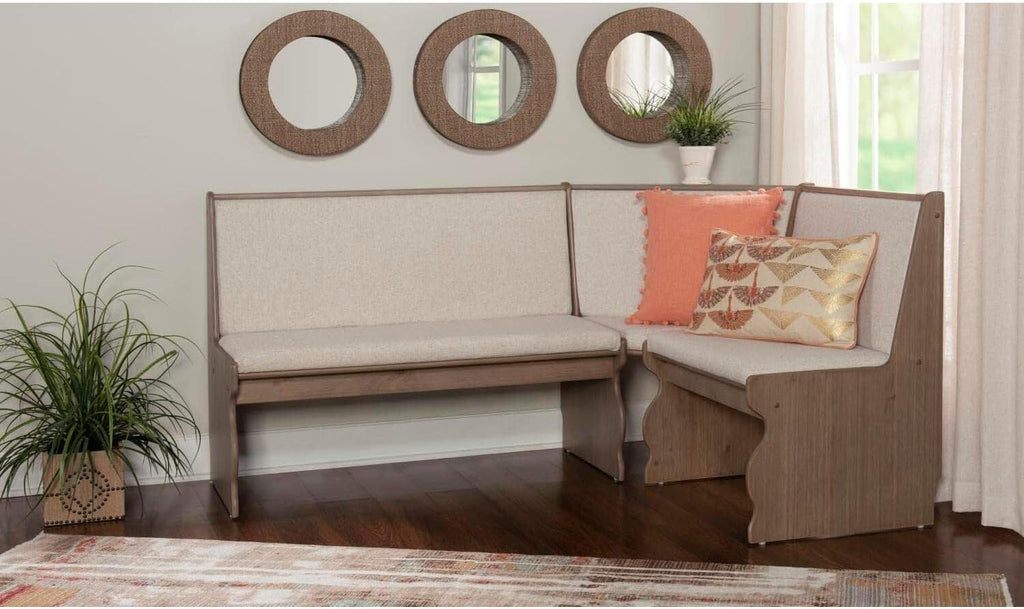Natural Antique Wood Corner Breakfast Nook Bench