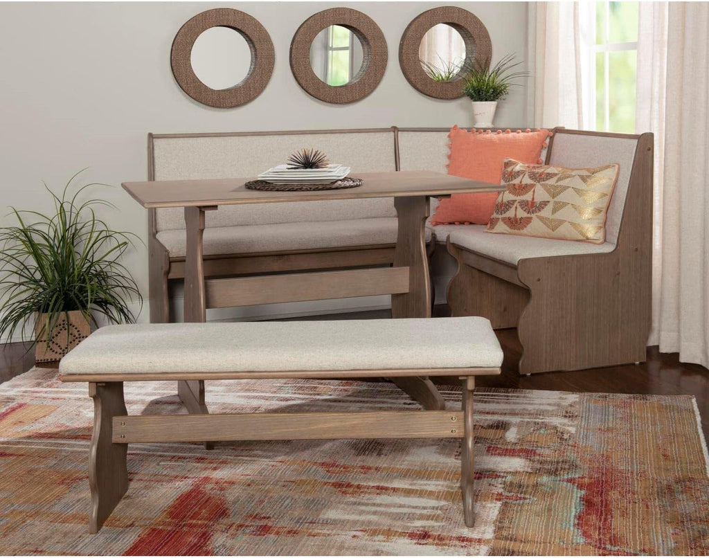 Natural Antique Wood Corner Breakfast Nook Bench