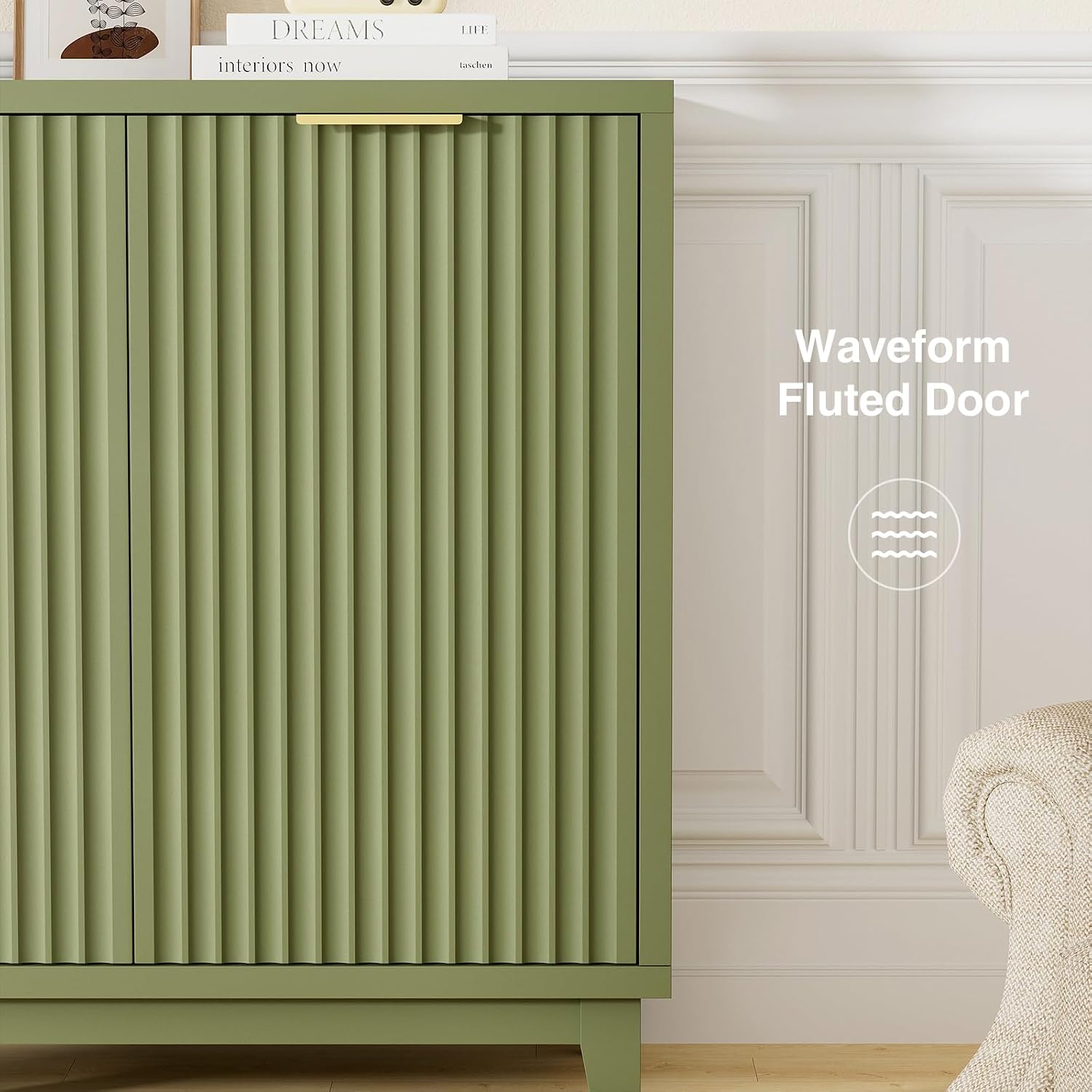 Green Fluted Mid-Century Sideboard