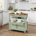 Pistachio Green Rolling Kitchen Island Cart 36in