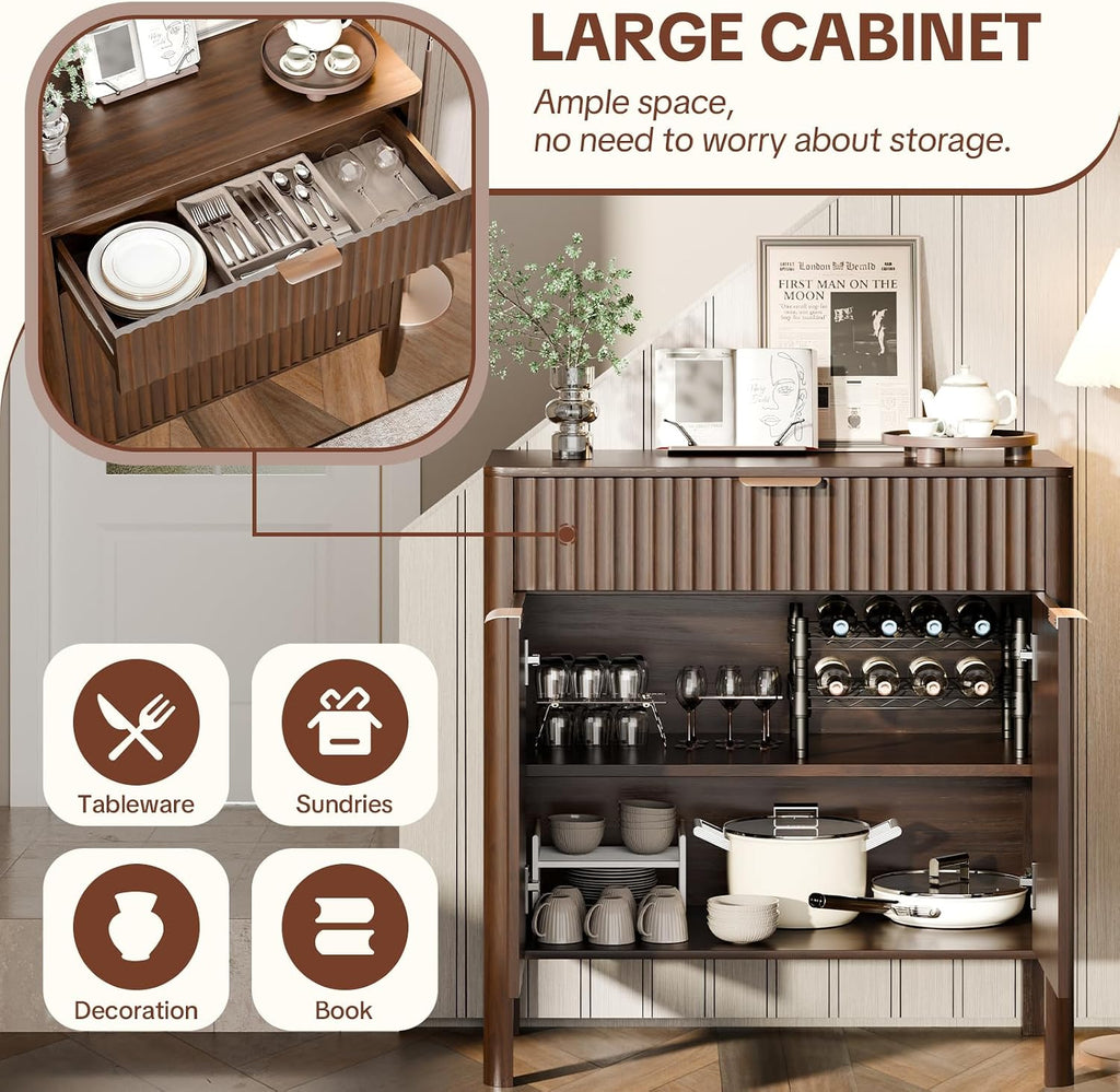 Walnut Modern Storage Sideboard Cabinet