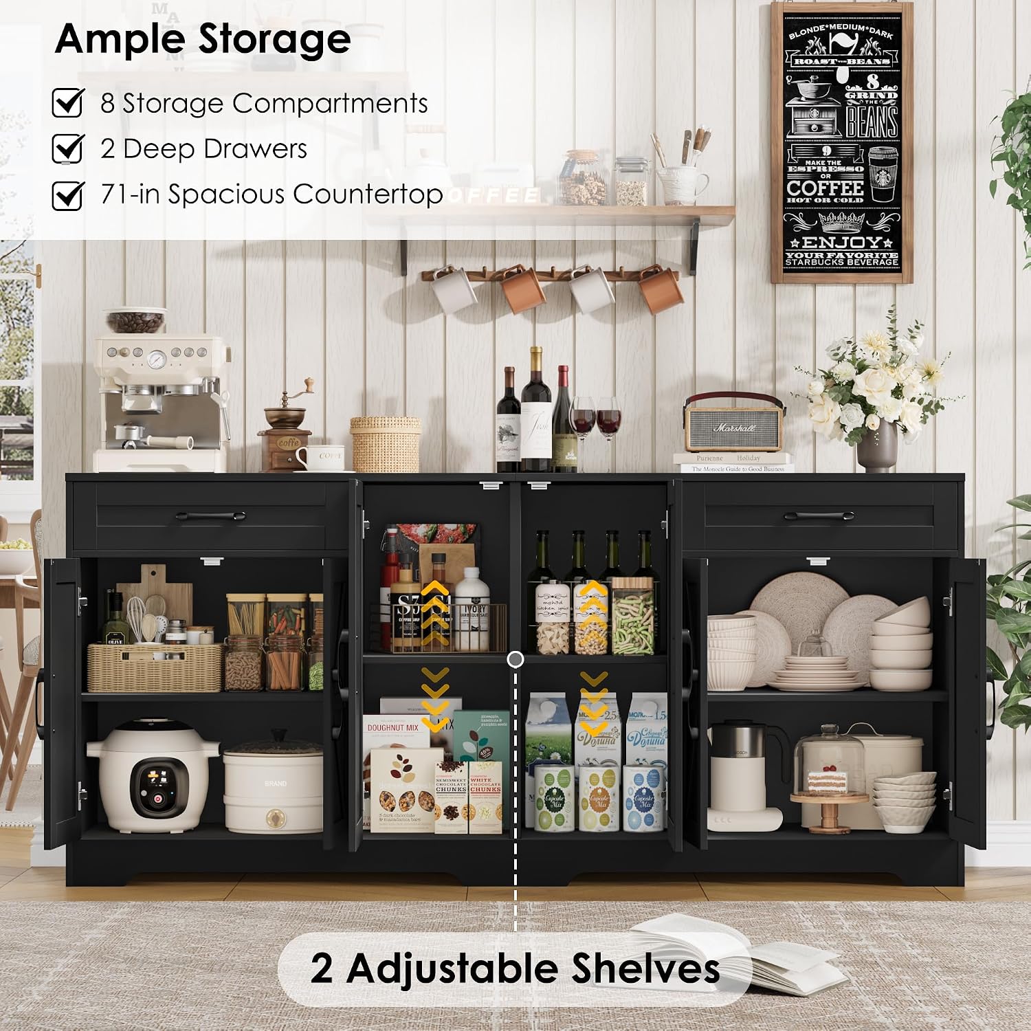 Black Farmhouse Barn Door Sideboard