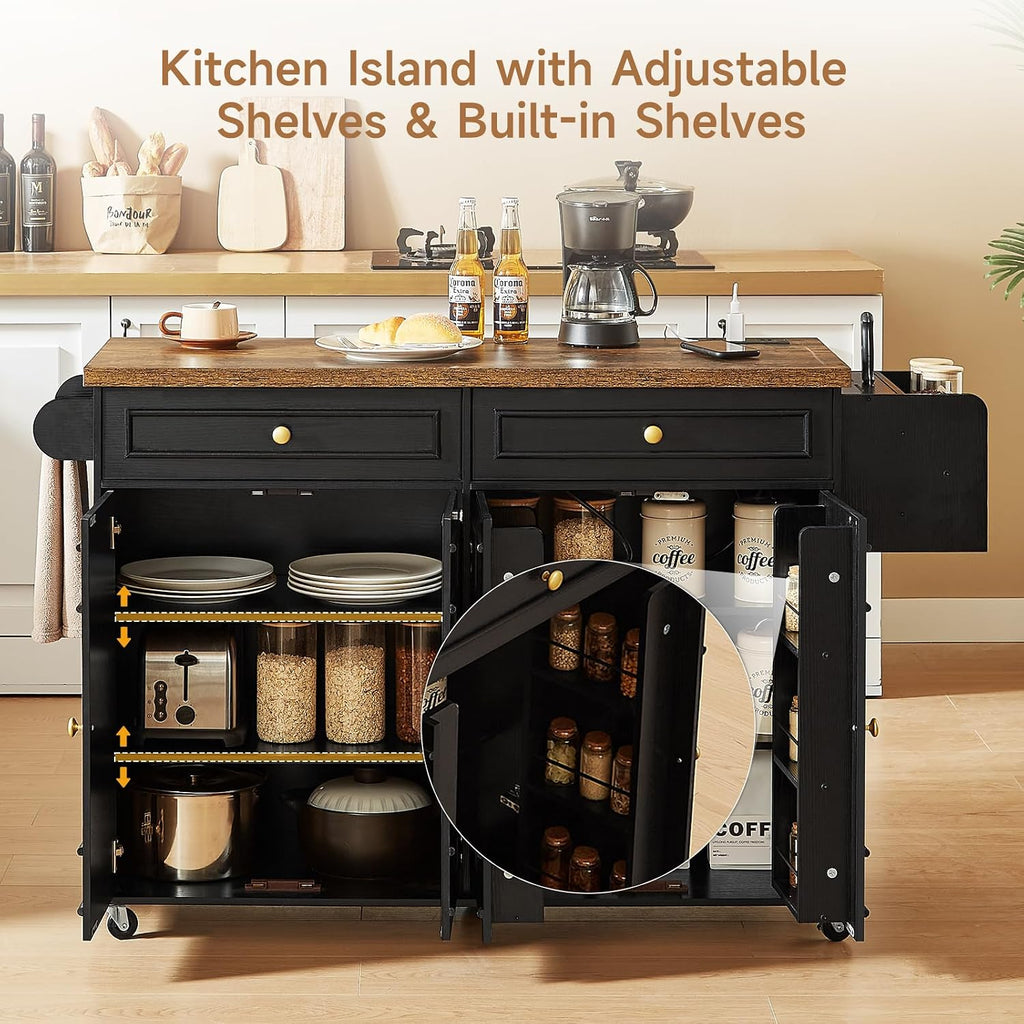 Power Rolling Kitchen Island Cart