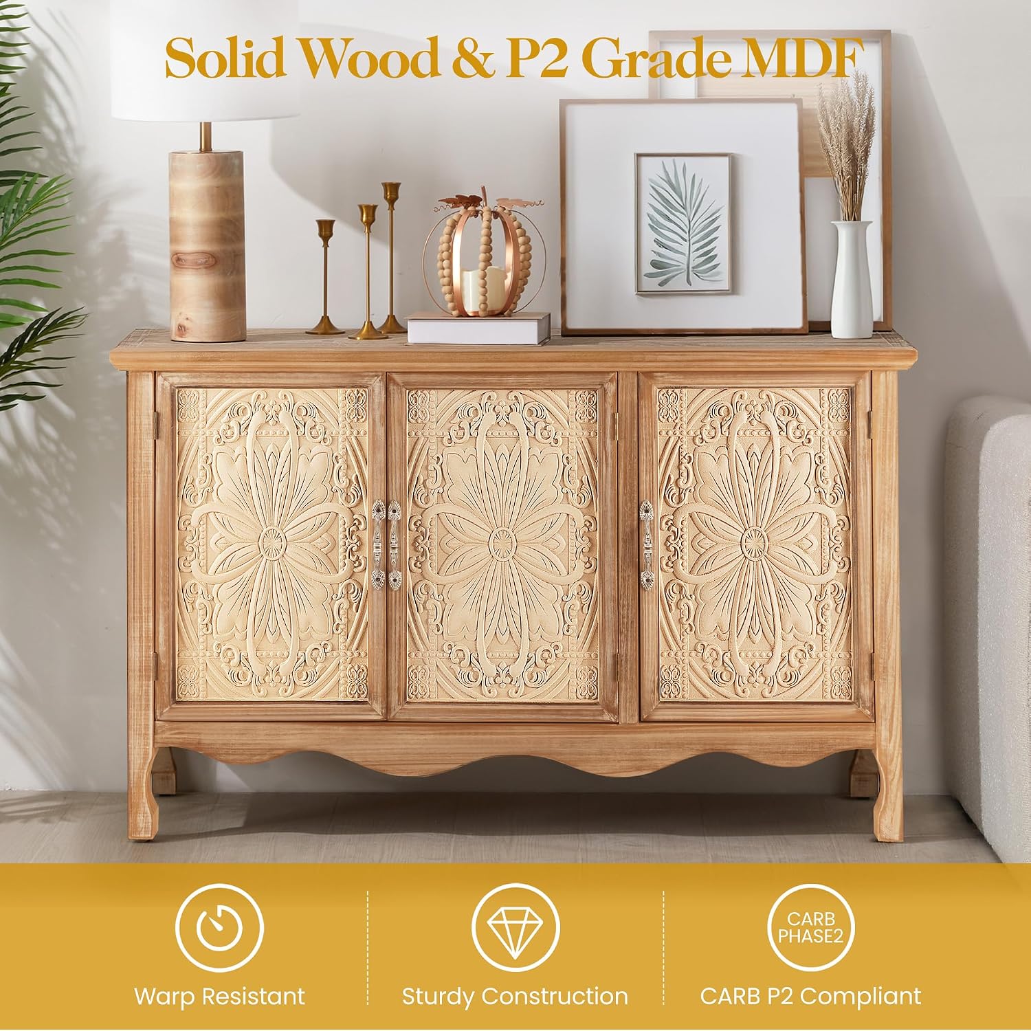 Grain Farmhouse Storage Sideboard Cabinet