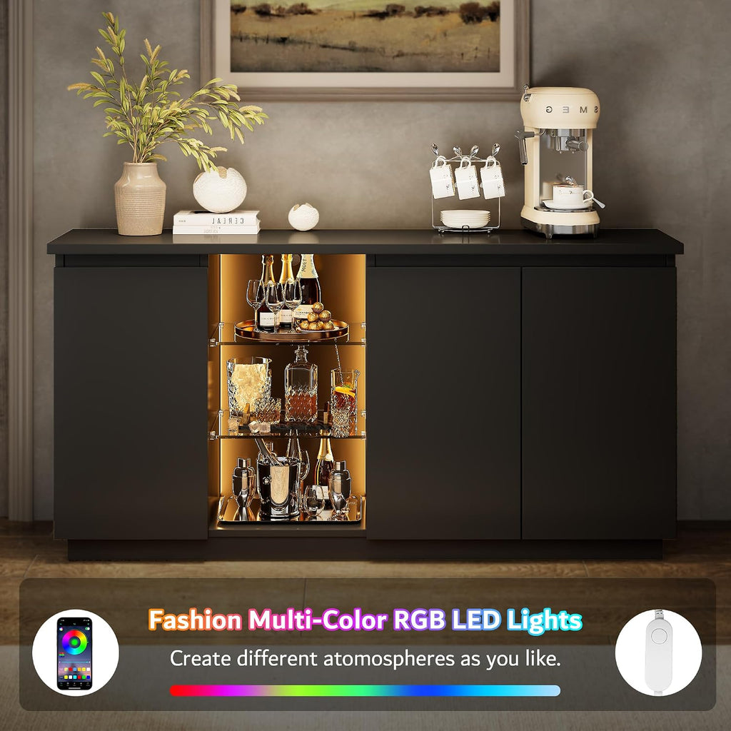 Black LED Modern Storage Sideboard