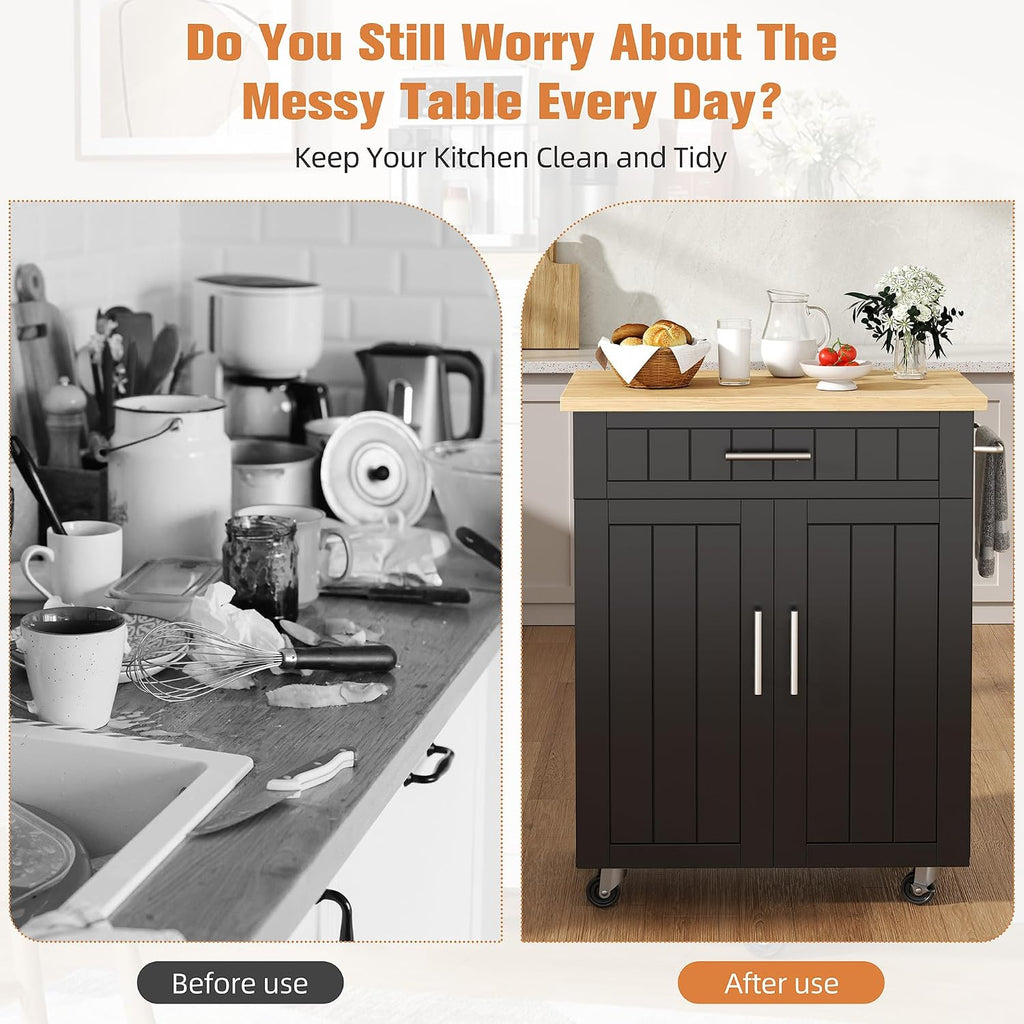 Black Rolling Storage Kitchen Cart