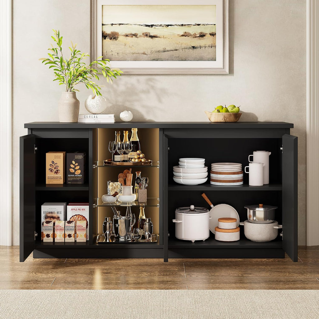 Black LED Modern Storage Sideboard