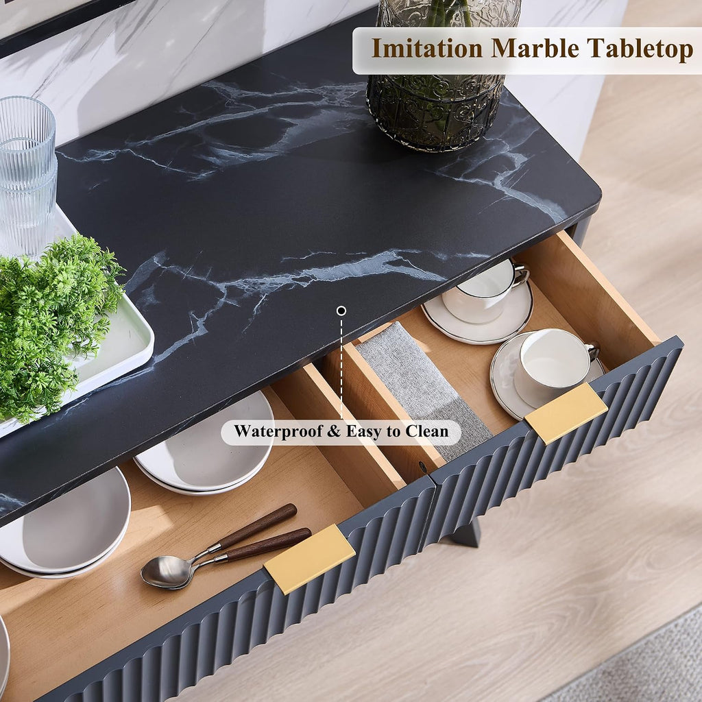 Dark Grey Fluted Storage Sideboard